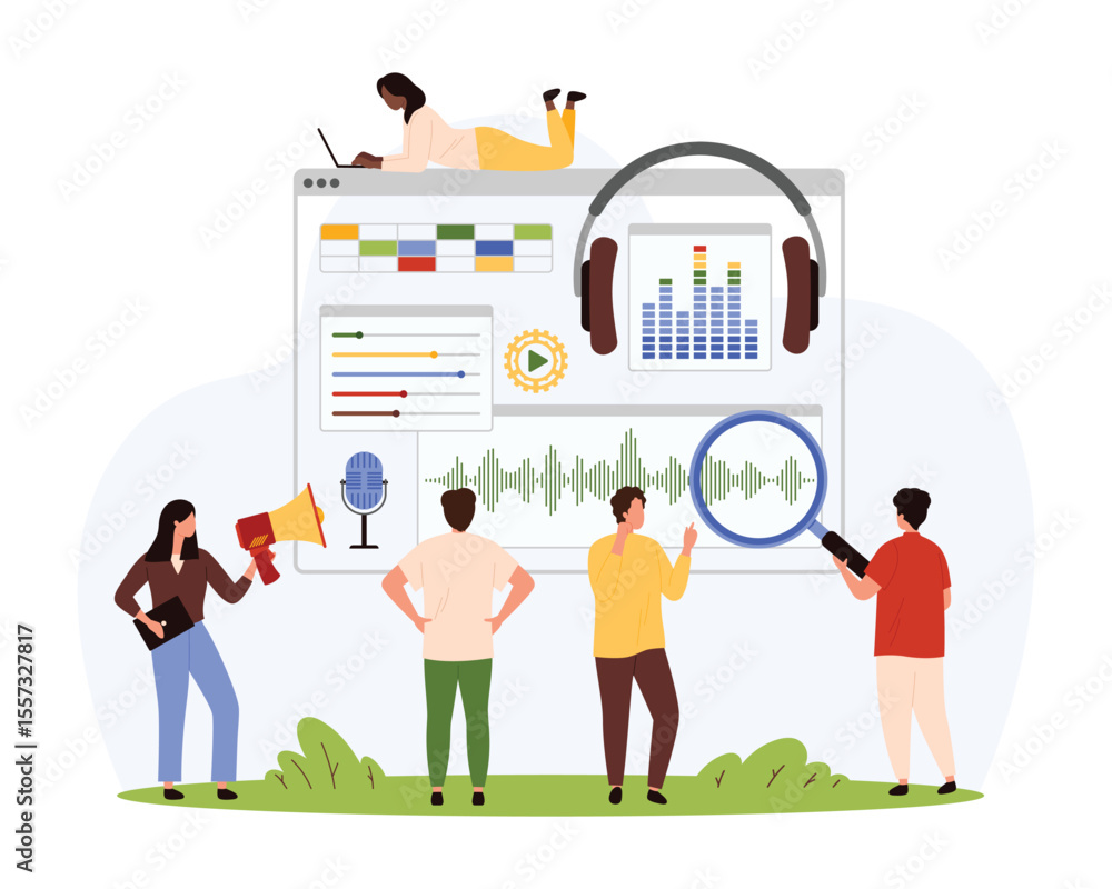 Poster audio editing software mobile app. tiny people edit sound of music or voice with professional editor