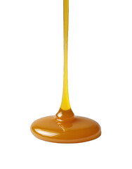 Golden Honey Drizzling from Wooden Spoon on Black Background
