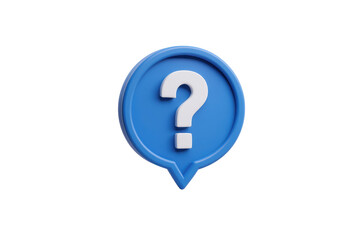 Render Of A White Question Mark Inside A Blue Speech Bubble Shape On A Transparent Background Isolate For Design