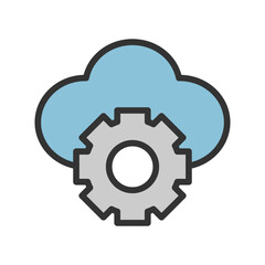 Vector illustration of a Cloud Setting in solid line style isolated in white background