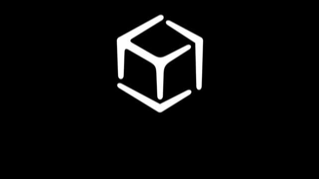 3D cube, modeling and cybernetics, graphic animation. Alpha channel. White linear. Transparent background motion design. 4K resolution