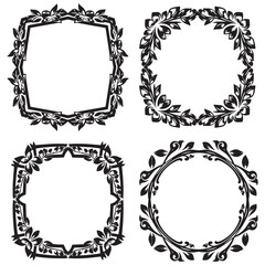 Elegant and Abstract Vintage Decorative Floral Border Vector Set Packs