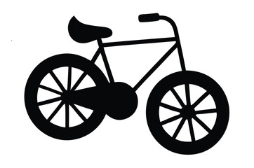 A solitary vintage bicycle wheel stands, with a black bicycle isolated against a white background, evoking the essence of old sport and retro cycling transportation