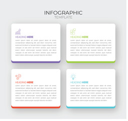 Fototapeta premium Colorful infographic template with four sections, minimal icons, and modern design—ideal for business data, process steps, or workflow presentations.