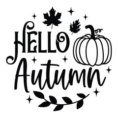 hello autumn Round Sign SVG Art & Illustration