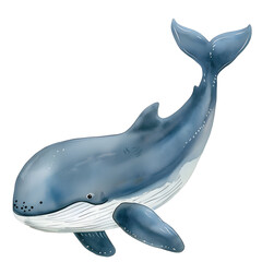 Watercolor PNG of a majestic blue whale, hand-painted in soft pastel tones. Ideal for ocean-themed designs, nursery decor, and marine clipart collections.