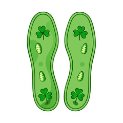 Green Shoe Insoles with Clover and Corn Icon for Comfort and St. Patrick's Day