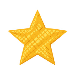 Golden Hand-Drawn Star Doodle with Crosshatch Texture Vector
