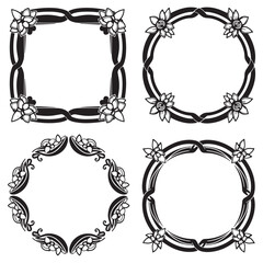 Romantic and Rustic Vintage Decorative Floral Border Vector Collection