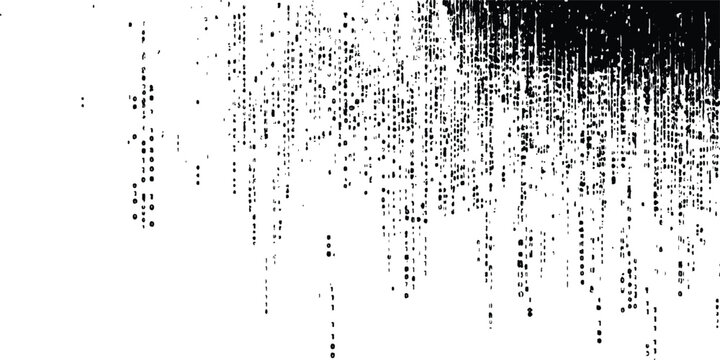 Black binary code vector grunge texture isolated on white background, Digital data code in hacker or safety security technology concept. Abstract illustration
