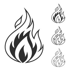 Black and White Flame Shape Vector Set