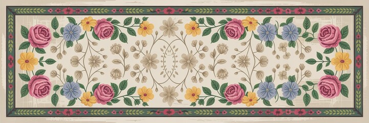 Elegant Vintage Floral Dupatta