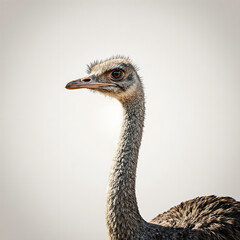 Close-up of an ostrich head, studio photo