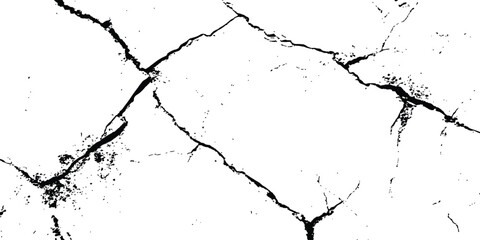 Black and white cracks illustration isolated on white background. A black and white vintage of cracked concrete scribble effect, old wall background crack vector, grunge texture,