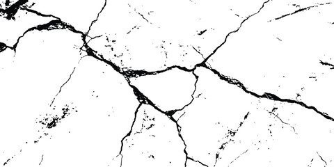 Black and white cracks illustration isolated on white background. A black and white vintage of cracked concrete scribble effect, old wall background crack vector, grunge texture,