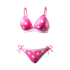 Pink Polka Dot Bikini, 3D Icon &ndash; Glossy Minimal Emoji Style, Isolated PNG object