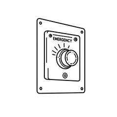 Emergency alarm button with alert light on white background  