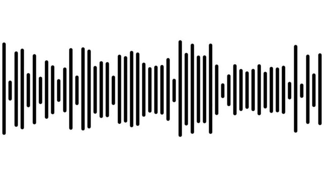 Colorful cyan Sound Bar On white Background, Musical Waves Equalizer, Pulsating Element Of Sound Design For Digital Studio Animated black audio bar spectrum Isolated on transparent background.