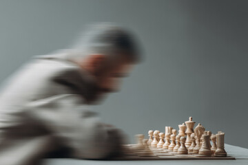 dynamic portrait of chess player captured in motion with random emotions displayed