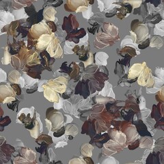 Abstract watercolor flower creative allover design seamless floral leaves pattern  design new concept textile design Digital creators art design repeat pattern fabric print light gray background stock