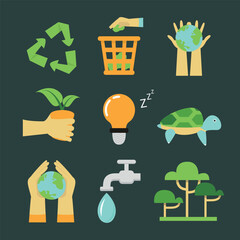 Mother Earth Day Awareness Icon Collection