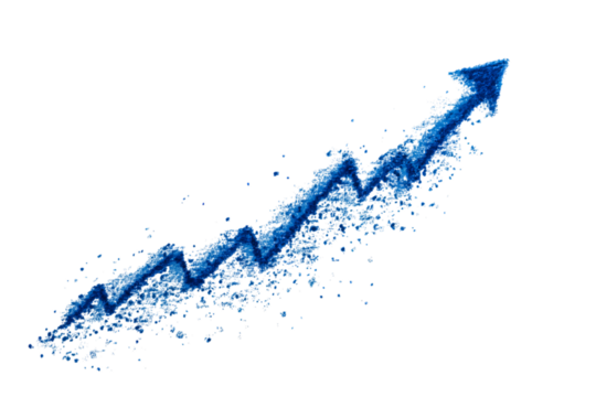 Dynamic blue arrow design signifying growth, success, and progress.