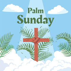 Palm Sunday Festivity with a Large Christian cross as the main symbol Illustration