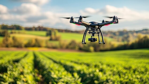 Drone above a vibrant agricultural landscape