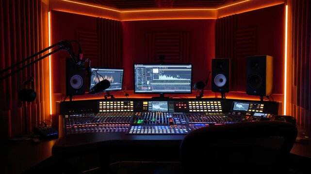 Professional Music Production Studio Setup High-Quality Audio Recording and Mixing Environment