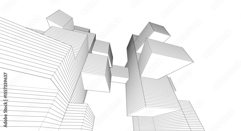 Fototapete abstract console architecture 3d rendering