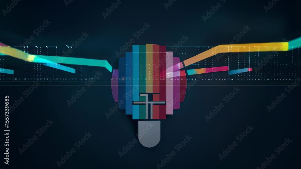 Poster colorful data streams converge into a digital brain, representing artificial intelligence and modern