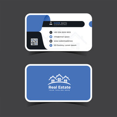 Modern real estate business card with qr code and contact information