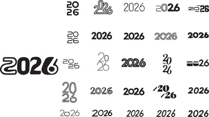 Minimalist 2026 Typography Logos New Year Design Grid