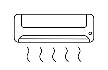 Air condition line icon. Temperature control. Cooling and heating. Home interior appliance. Heat and cold ventilation. Atmosphere conditions control. Wall-mounted cooling system. Vector illustration.