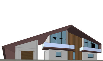Modern house building sketch architectural 3d rendering
