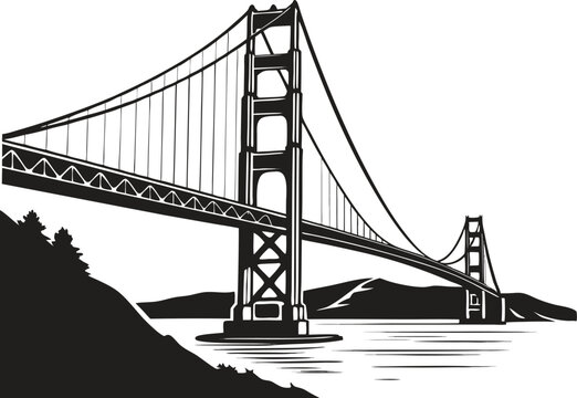 Vector art of golden gate bridge landmark isolated on white background