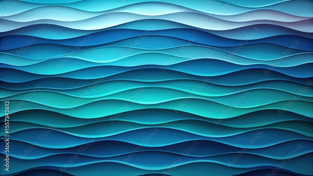 Poster deep blue and cyan gradient abstract wavy layers