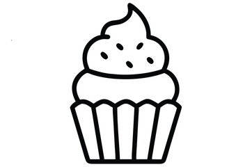 Chocolate ice cream vector illustration featuring a sweet dessert cupcake with cherry and pink frosting