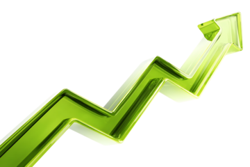 Abstract 3D arrow indicating growth, success, and progress.