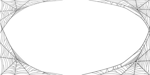 Halloween Cobweb frame border, spider web Vector Isolated on Transparent Background. Vector eps