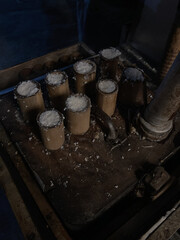 Metal casting process in workshop