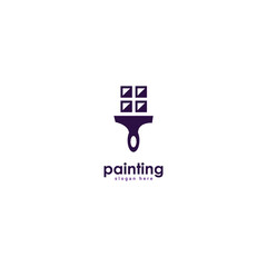 Abstract painting logo design, paint brush with house concept	
