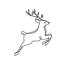 Obraz premium Deer leaping in a minimalist single line outline vector style 