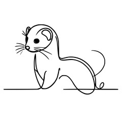 Obraz premium Minimalist single line outline vector of a sitting weasel,single line outline vector 
