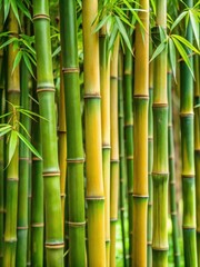 Obraz premium Dense cluster of bamboo stalks and leaves in a natural setting