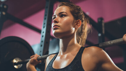 Close Up Woman Doing Rack Squats