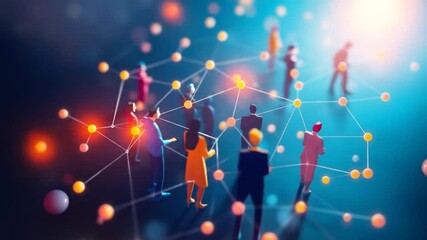 interconnected business relationships. Professionals connected through digital networks. Dynamic 3D rendering, strategic teamwork collaboration. 4k video