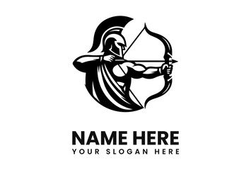Fototapeta premium A stylized illustration of a Spartan warrior aiming a bow and arrow, ready to fire.