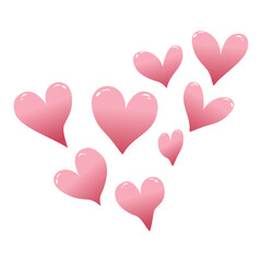 Flying Pink Hearts Vector – Transparent Background for Love, Valentine, and Social Media Design
