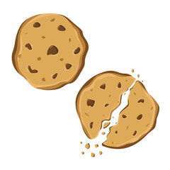 Chocolate chip cookies - whole and cracked with crumbs